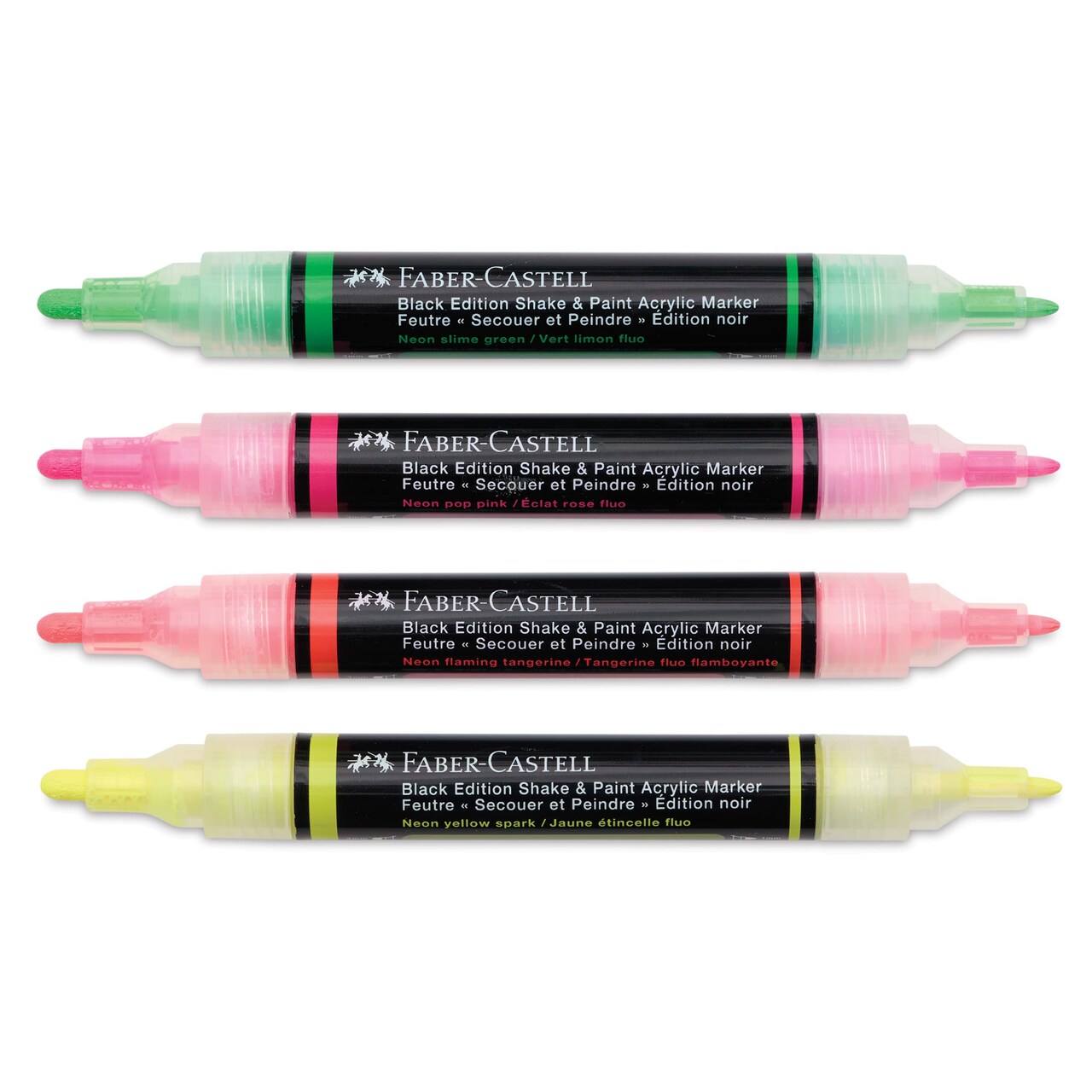 Faber-Castell Black Edition Shake and Paint Twin Acrylic Marker - Neon Colors, Set of 4